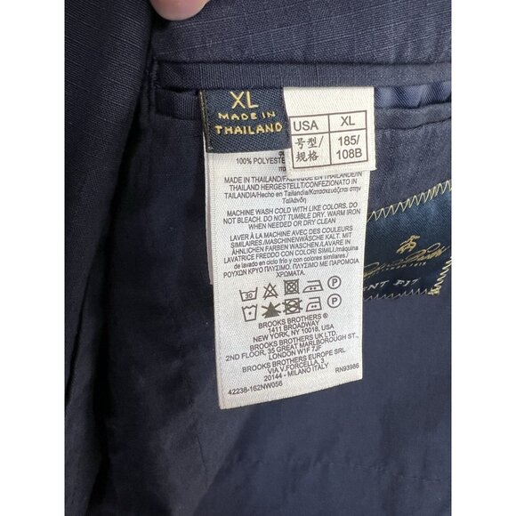 BROOKS BROTHERS Regent Fit Navy Blue Cotton Blend Sports Coat Blazer Jacket XL - Picture 3 of 14